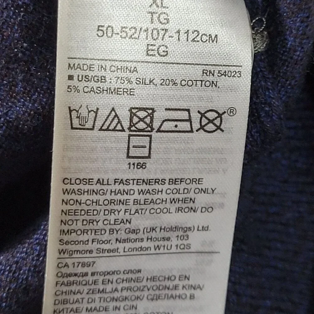 Banana Republic Sweater Mens Size XL‎ Silk Cotton Cashmere Blend Blue Pullover